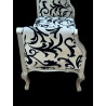Panca Barocca Argento con Tessuto Damascato 124 cm