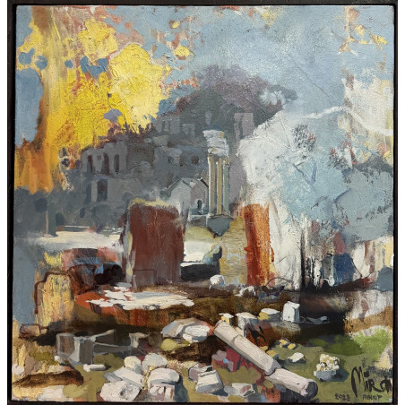 Gheorghe Miron "Fori Imperiali Roma" Olio su tela 49 x 47 cm, 2023 , Firmato e Certificato