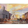 Gheorghe Miron "Piazza Navona Roma" Olio su tela 50 x 70 cm, 2023 , Firmato e Certificato