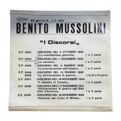 Disco 45 giri I Discorsi (1935–1944) | Benito Mussolini Vinile Storico d’Epoca Cedisc