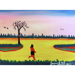 Gaspare Mutolo – Olio su Tela 30×40 cm (2023) | Paesaggio con Figura Femminile | Opera Firmata