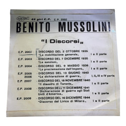 Disco 45 giri I Discorsi (1935–1944) | Benito Mussolini Vinile Storico d’Epoca Cedisc