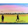 Gaspare Mutolo – Olio su Tela 30×40 cm (2023) | Paesaggio con Figure e Fiori Rossi | Opera Firmata