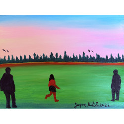 Gaspare Mutolo – Olio su Tela 30×40 cm (2023) | Figure nel Paesaggio | Opera Firmata