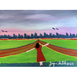 Gaspare Mutolo – Olio su Tela 30×40 cm (2023) | Figura Femminile nel Paesaggio | Opera Firmata
