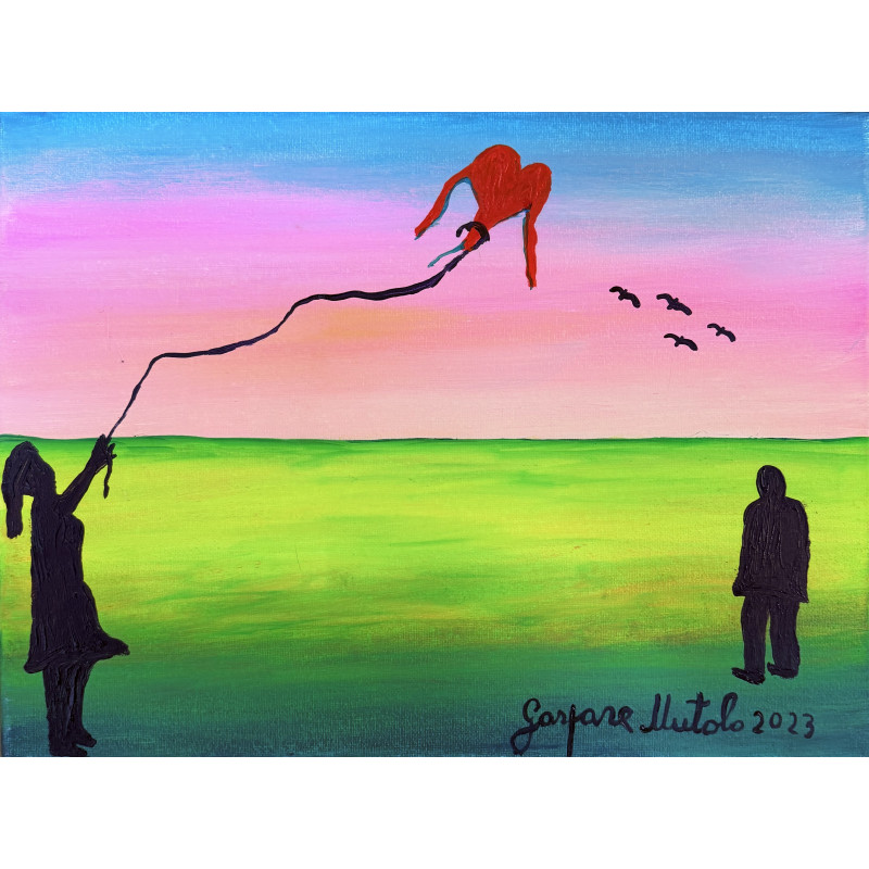 Gaspare Mutolo – Olio su Tela 30×40 cm (2023) | Aquilone a Forma di Cuore | Opera Firmata