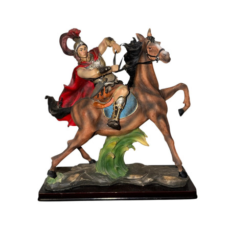 Scultura Cavaliere Romano a Cavallo Statua Decorativa 31 cm
