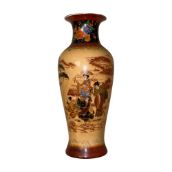 Vaso Orientale Ceramica Decorata Policroma h 35 cm Moderno
