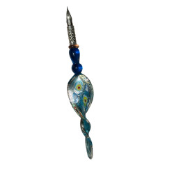 Penna Stilografica in Vetro di Murano Azzurra con Inchiostro – Penna Calligrafica Artistica