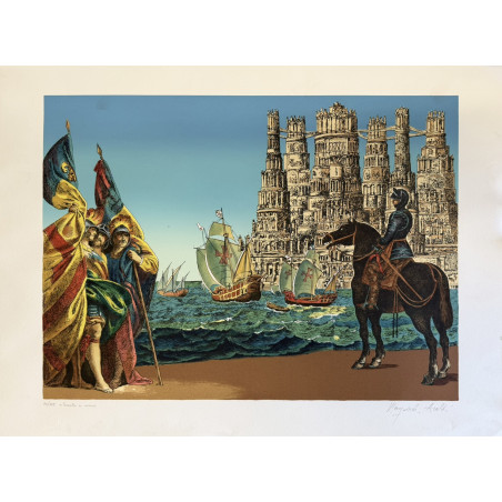 Angelo Maynardi Araldi La Scoperta dell’America Litografia Firmata e Numerata 65x80