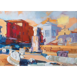 Gheorghe Miron "Teatro di Marcello Roma" Olio su tela 50 x 79 cm, 2023 , Firmato e Certificato