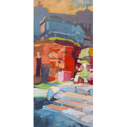 Gheorghe Miron "Foro Romano" Olio su tela 60 x 60 cm, 2023 , Firmato e Certificato