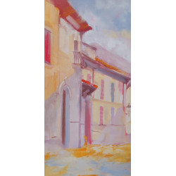 Gheorghe Miron "Castello Savelli" Olio su tela 60 x 60 cm, 2023 , Firmato e Certificato