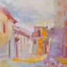 Gheorghe Miron "Castello Savelli" Olio su tela 60 x 60 cm, 2023 , Firmato e Certificato