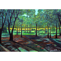 Gaspare Mutolo – Paesaggio Boscoso con Radura | Olio su Tela 100×70 cm (2020)