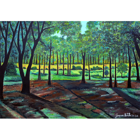 Gaspare Mutolo – Paesaggio Boscoso con Radura | Olio su Tela 100×70 cm (2020)