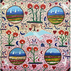 Gaspare Mutolo – Composizione Simbolica su Fondo rosa| Olio su Tela 80×80 cm (2020)