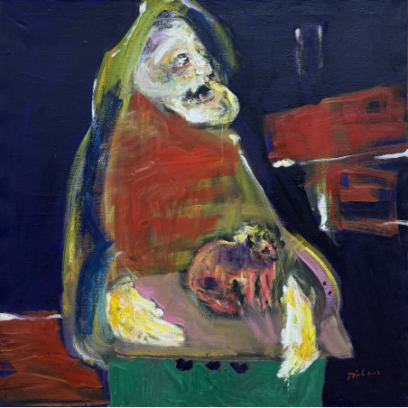 Gheorghe Tîrlă – “Cersetor” Olio su Tela 100×100 | Firmato e Certificato