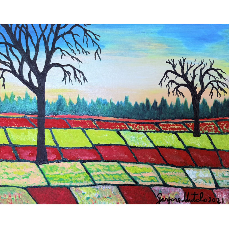 Gaspare Mutolo – Paesaggio Agricolo | Olio su Tela 40×50 cm (2021) Firmato