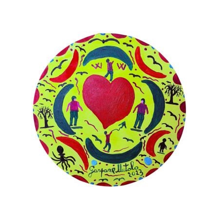 Gaspare Mutolo – Cuore Astratto | Tela Tonda 30×30 cm (2023) Firmata
