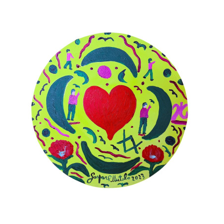 Gaspare Mutolo – Cuore Astratto | Tela Tonda 30×30 cm (2023) Firmata