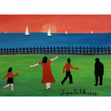 Gaspare Mutolo – Olio su Tela 30×40 cm (2023) | Aquilone a Forma di Cuore | Opera Firmata