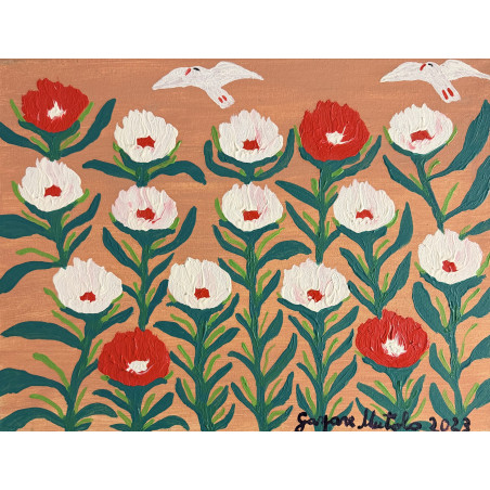 Gaspare Mutolo – Fiori stilizzati | Olio su tela 30×40 cm (2023)