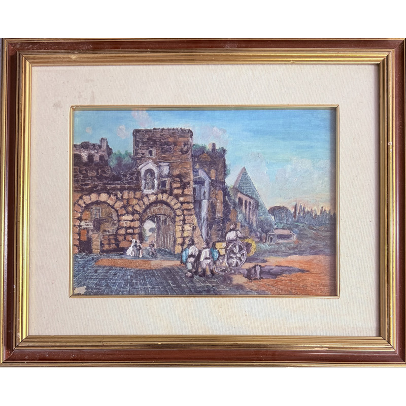 Porta San Paolo  Olio su cartone telato, 35 × 25 cm – Opera incorniciata