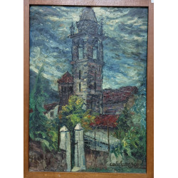 Carlo Franzini Saturnino – Paesaggio del Lago di Como | Olio su tavola