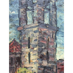Carlo Franzini Saturnino – Paesaggio del Lago di Como | Olio su tavola