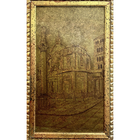 Paesaggio Urbano – Tecnica Mista su Tavola | Fine ’900, Opera Incorniciata