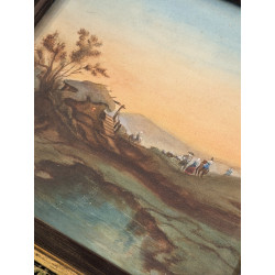 Paesaggio metà ’900 olio su tavola | Opera con cornice 33,5×32 cm
