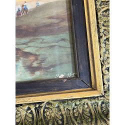 Paesaggio metà ’900 olio su tavola | Opera con cornice 33,5×32 cm