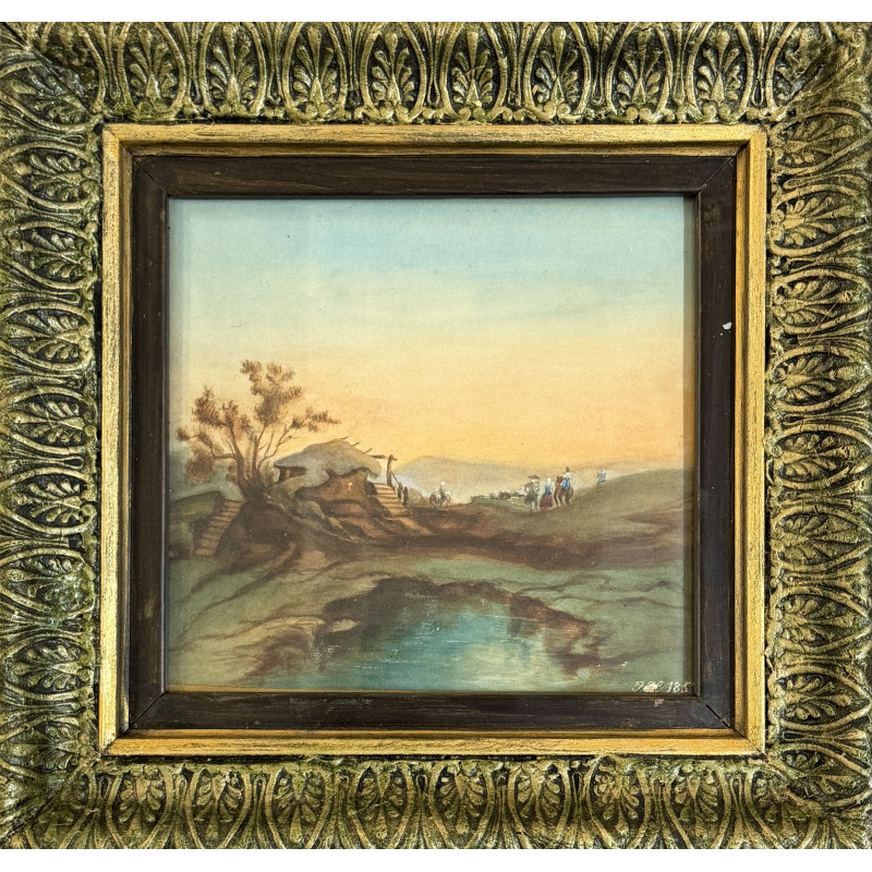 Paesaggio metà ’900 olio su tavola | Opera con cornice 33,5×32 cm