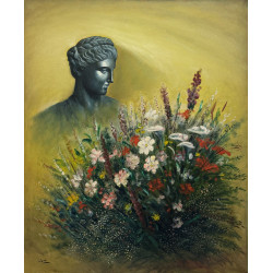 Mario Russo – Busto con Fiori (1991) | Olio su tela 120×80