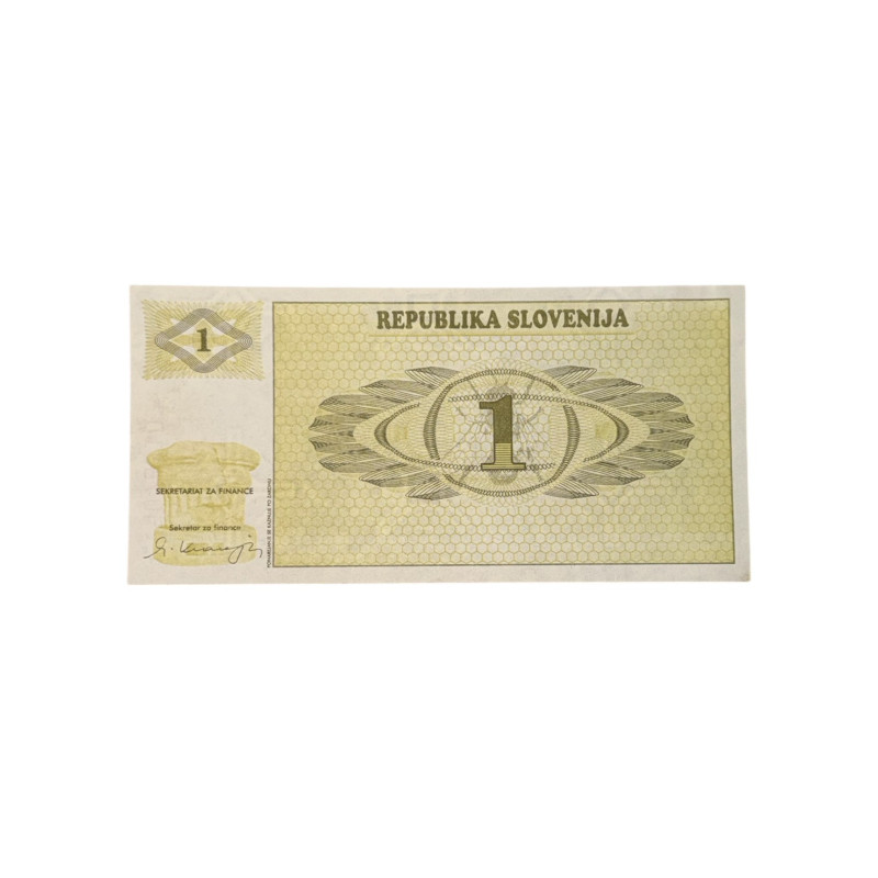Banconota Slovenia 1 Tolar – Paesaggio Alpino – 1991 – FDS / UNC