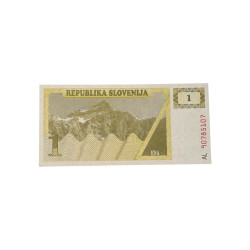 Banconota Slovenia 1 Tolar – Paesaggio Alpino – 1991 – FDS / UNC