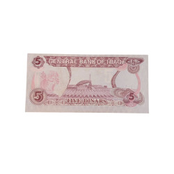 Banconota Iraq 5 Dinars – Ritratto di Saddam Hussein – Centrale Bank of Iraq – Anni ’90