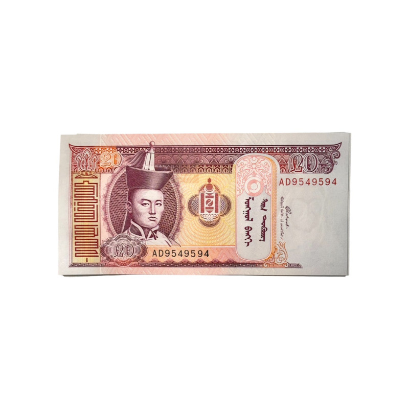 Lotto 99 Banconote Mongolia 20 Tögrög FDS (UNC) – Seriali Consecutivi – Emissione 2005