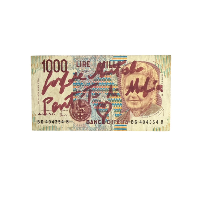 Banconota Italiana 1000 Lire Montessori – Firmata a Mano da Gaspare Mutolo | Memorabilia Autografa