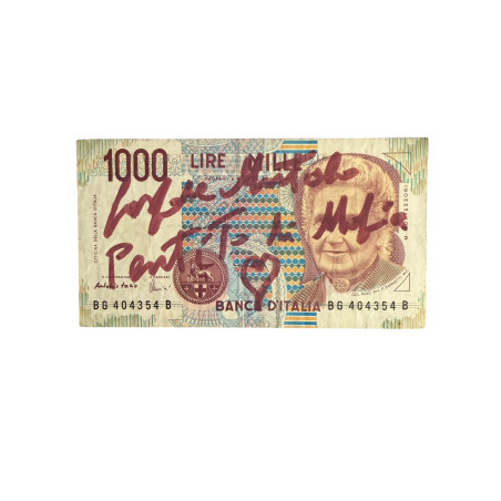Banconota Italiana 1000 Lire Montessori – Firmata a Mano da Gaspare Mutolo | Memorabilia Autografa