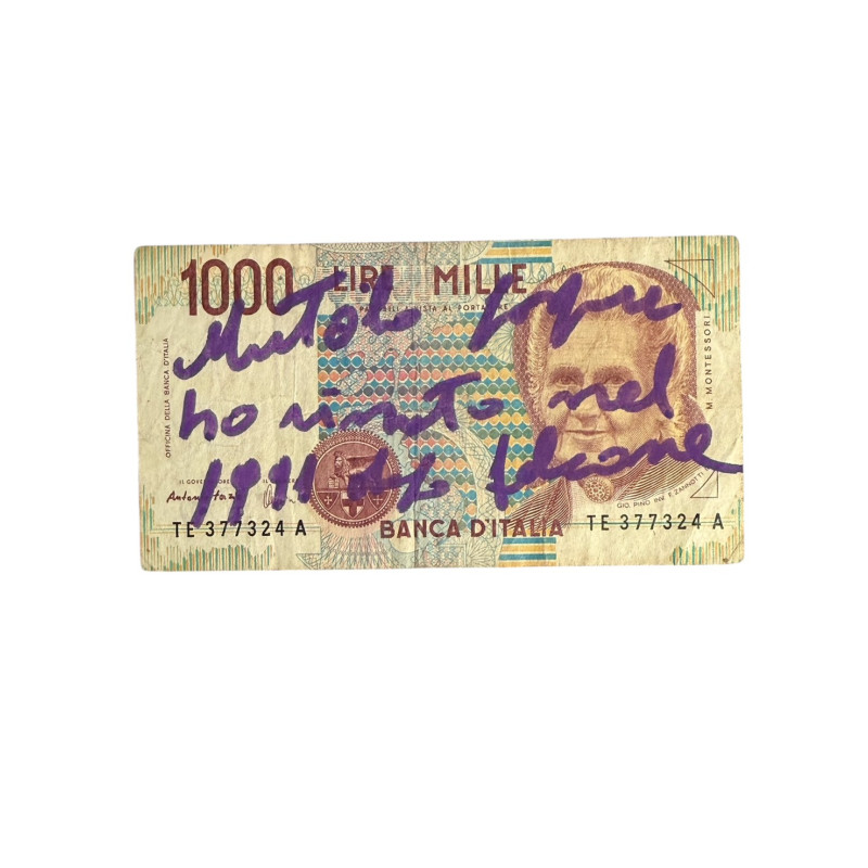 Banconota Italiana 1000 Lire Montessori – Firmata a Mano da Gaspare Mutolo | Memorabilia Autografa