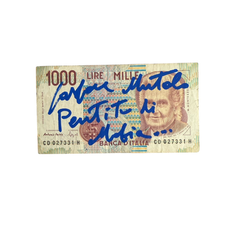 Banconota Italiana 1000 Lire Montessori – Firmata a Mano da Gaspare Mutolo | Memorabilia Autografa