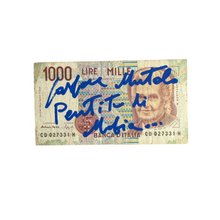 Banconota Italiana 1000 Lire Montessori – Firmata a Mano da Gaspare Mutolo | Memorabilia Autografa