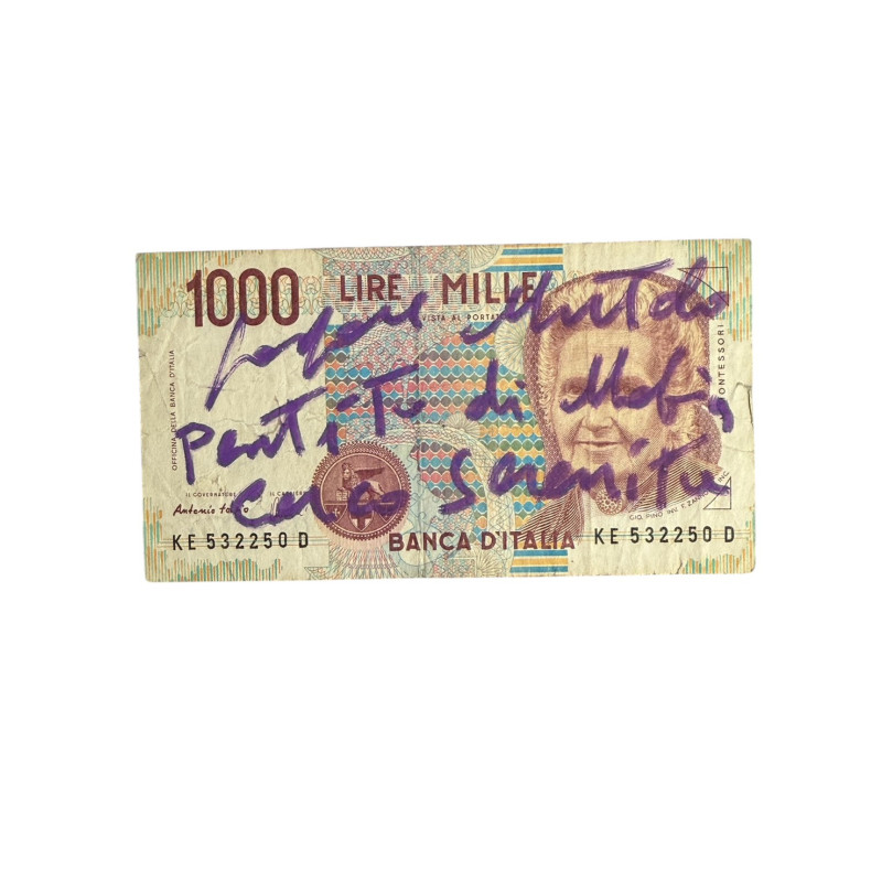 Banconota Italiana 1000 Lire Montessori – Firmata a Mano da Gaspare Mutolo | Memorabilia Autografa