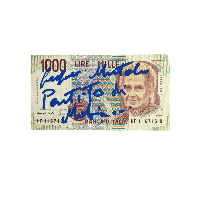Banconota Italiana 1000 Lire Montessori – Firmata a Mano da Gaspare Mutolo | Memorabilia Autografa