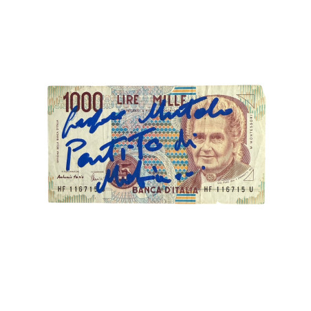 Banconota Italiana 1000 Lire Montessori – Firmata a Mano da Gaspare Mutolo | Memorabilia Autografa