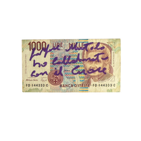 Banconota Italiana 1000 Lire Montessori – Firmata a Mano da Gaspare Mutolo | Memorabilia Autografa