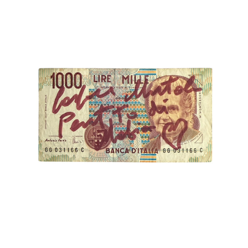 Banconota Italiana 1000 Lire Montessori – Firmata a Mano da Gaspare Mutolo | Memorabilia Autografa
