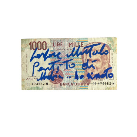 Banconota Italiana 1000 Lire Montessori – Firmata a Mano da Gaspare Mutolo | Memorabilia Autografa